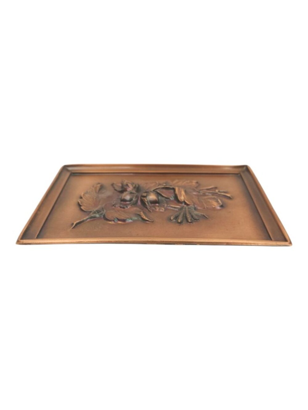 Albert Gilles Leaf Acorn Copper Wall Plaque Embossed Repousse Vintage Hanging - Picture 9 of 13
